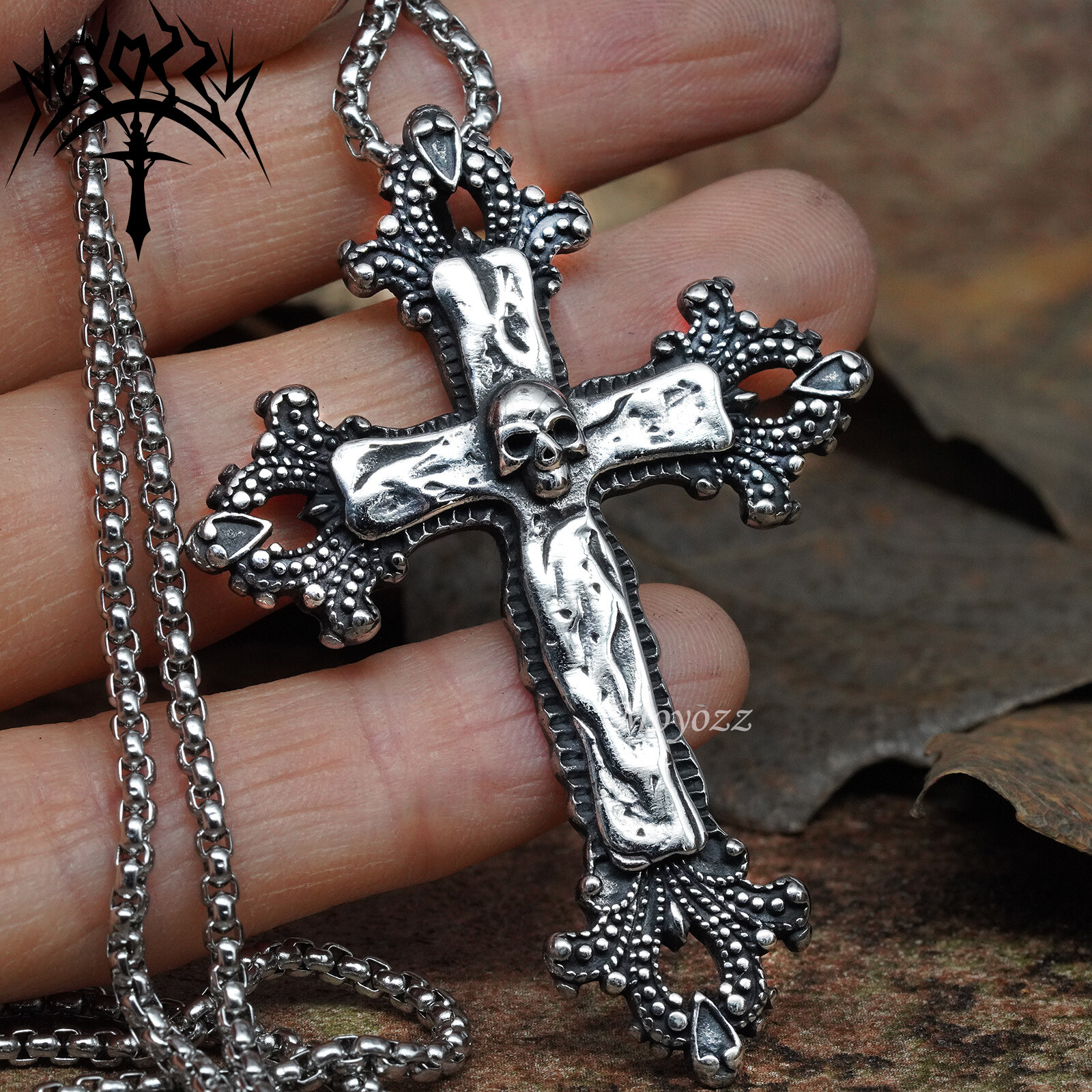 Religious Christian Jewelry Necklace Gothic Skull Crucifix Cross Pendants Gift
