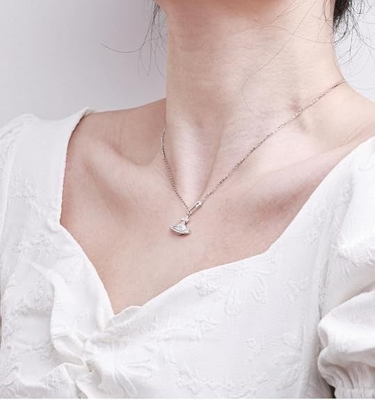 925 Silver Saturn Pendant Necklace (Pin & Zircon, 39+4cm, Gift for Her)