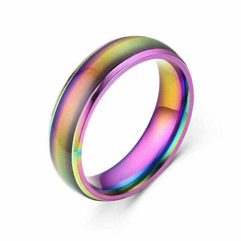 Stainless Steel Plated Color Changing Mood Ring Temperature Rings Women Men 6-12