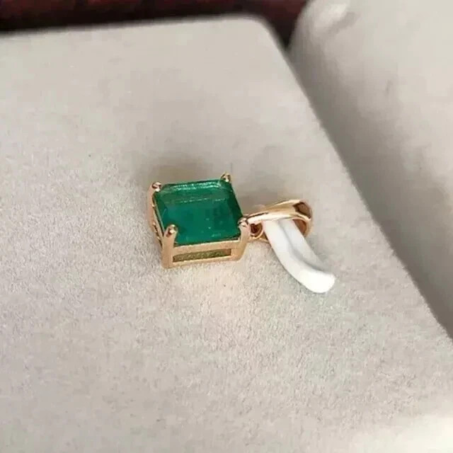 Simulated Emerald 2.2Ct Emerald Cut Solitaire Pendant 14K Yellow Gold Plated