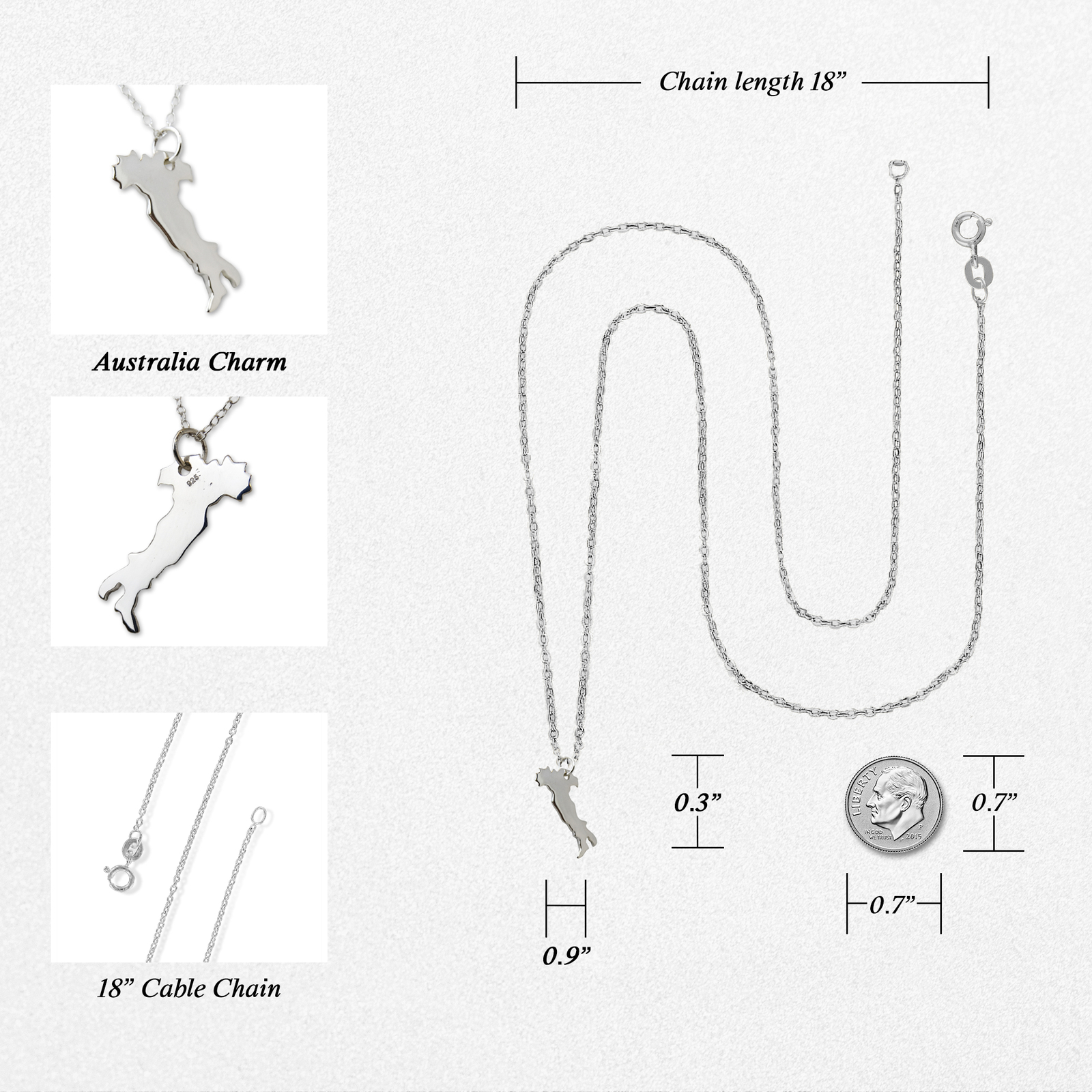 Sterling Silver Italy Country Charm – Necklace