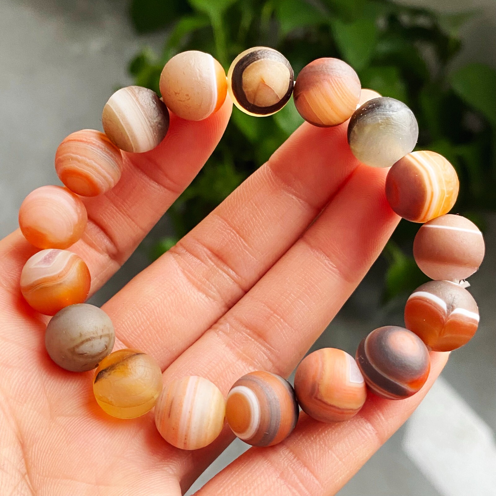 11.8-12mm Natural Red Gobi Agate Eyes Agate/stone Madagascar Beads Bracelet 1565