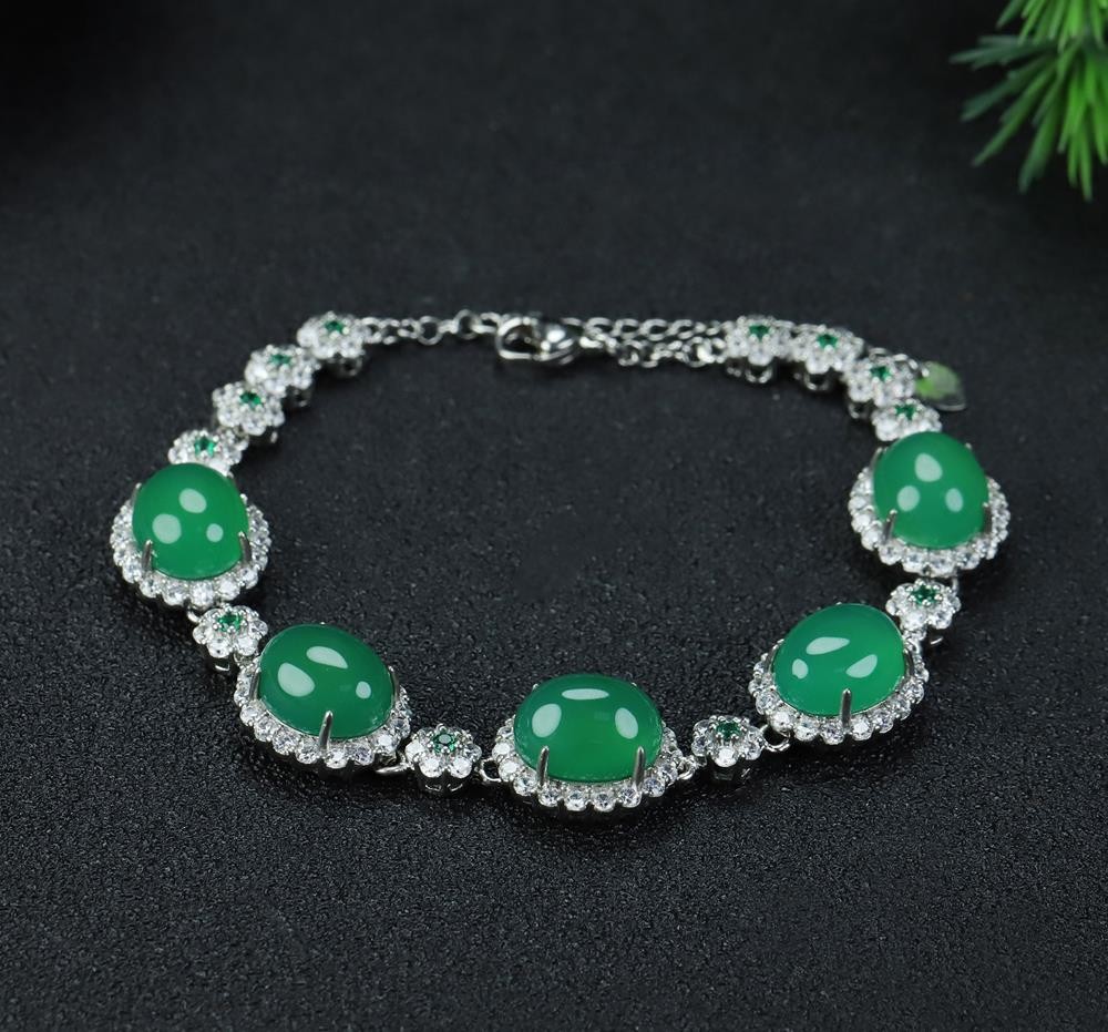 Girl Grandma Mothers Lady Women Green Jade Beads Bracelet Jewelry Gift Box DD297