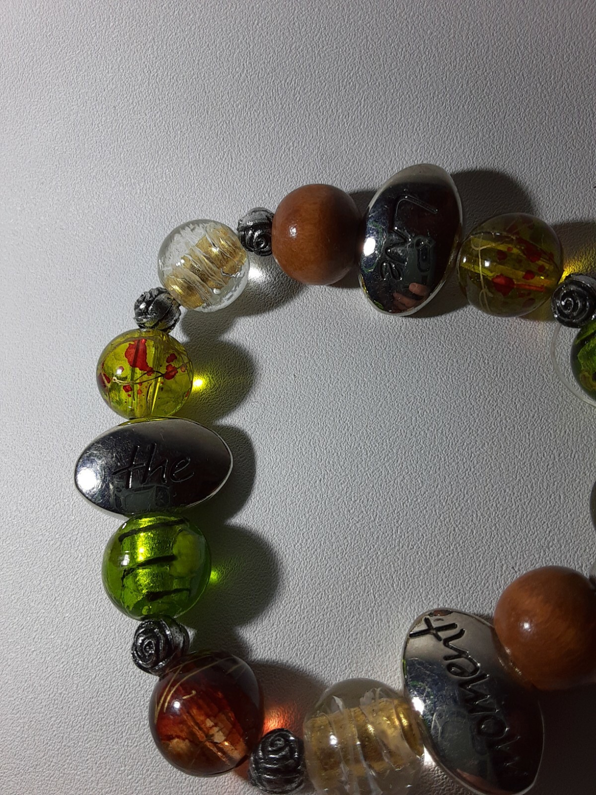 INSPIRATIONAL GLASS BEADED BRACELET NEW Charm ROMAN INC Graduation Earthy Nature