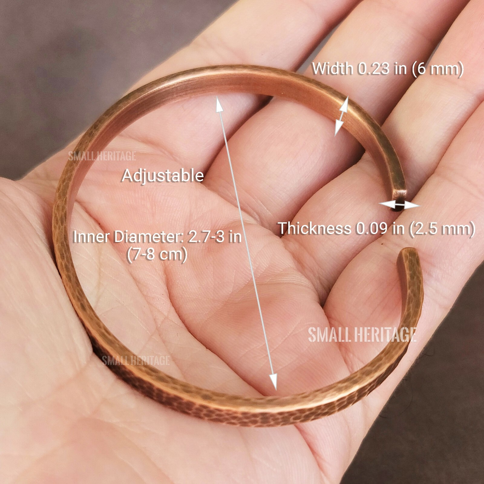 Handmade Hammered Copper Bracelet Antique Style Cuff For Man Women Bangle