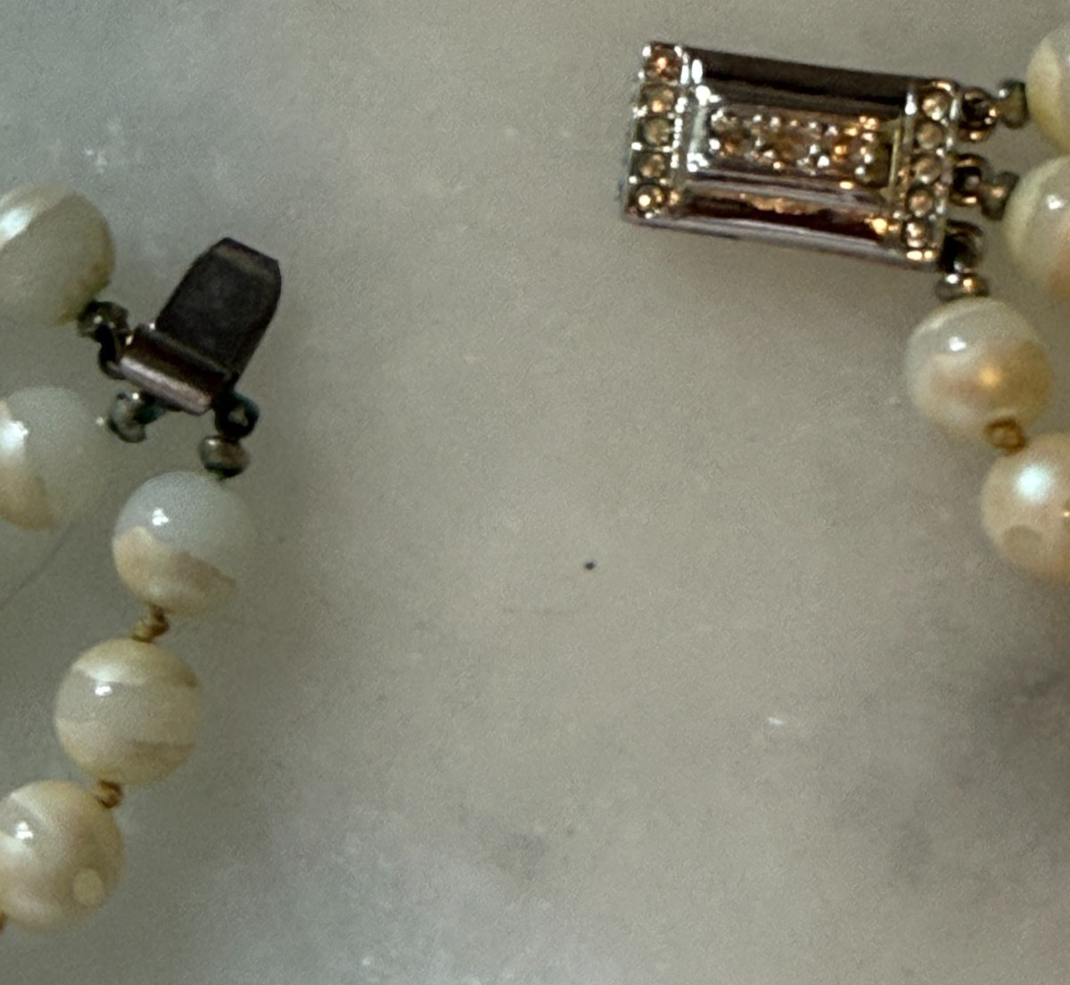 CAROLEE Triple Strand Hand Knotted Pearl Like Choker Necklace 16″