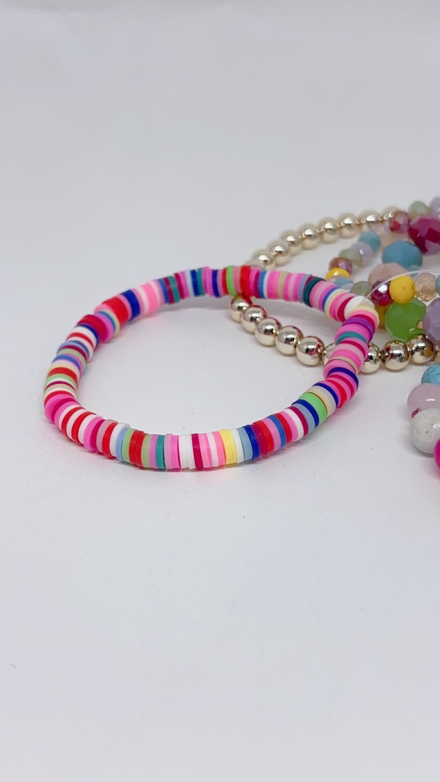 Multi-Color Beaded Stretch Bracelet Stack