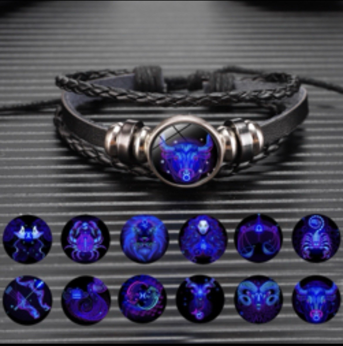12 Zodiac Constellation Bracelet Luminous Braided Adjustable Men Women Kids