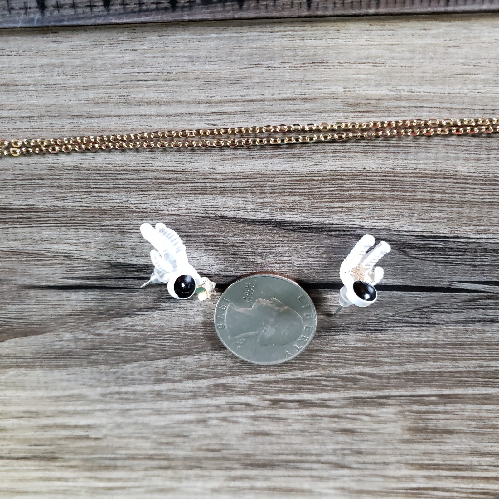 New 3D Astronauts with Moon & Stars Stud Earrings and Necklace Set NASA Space