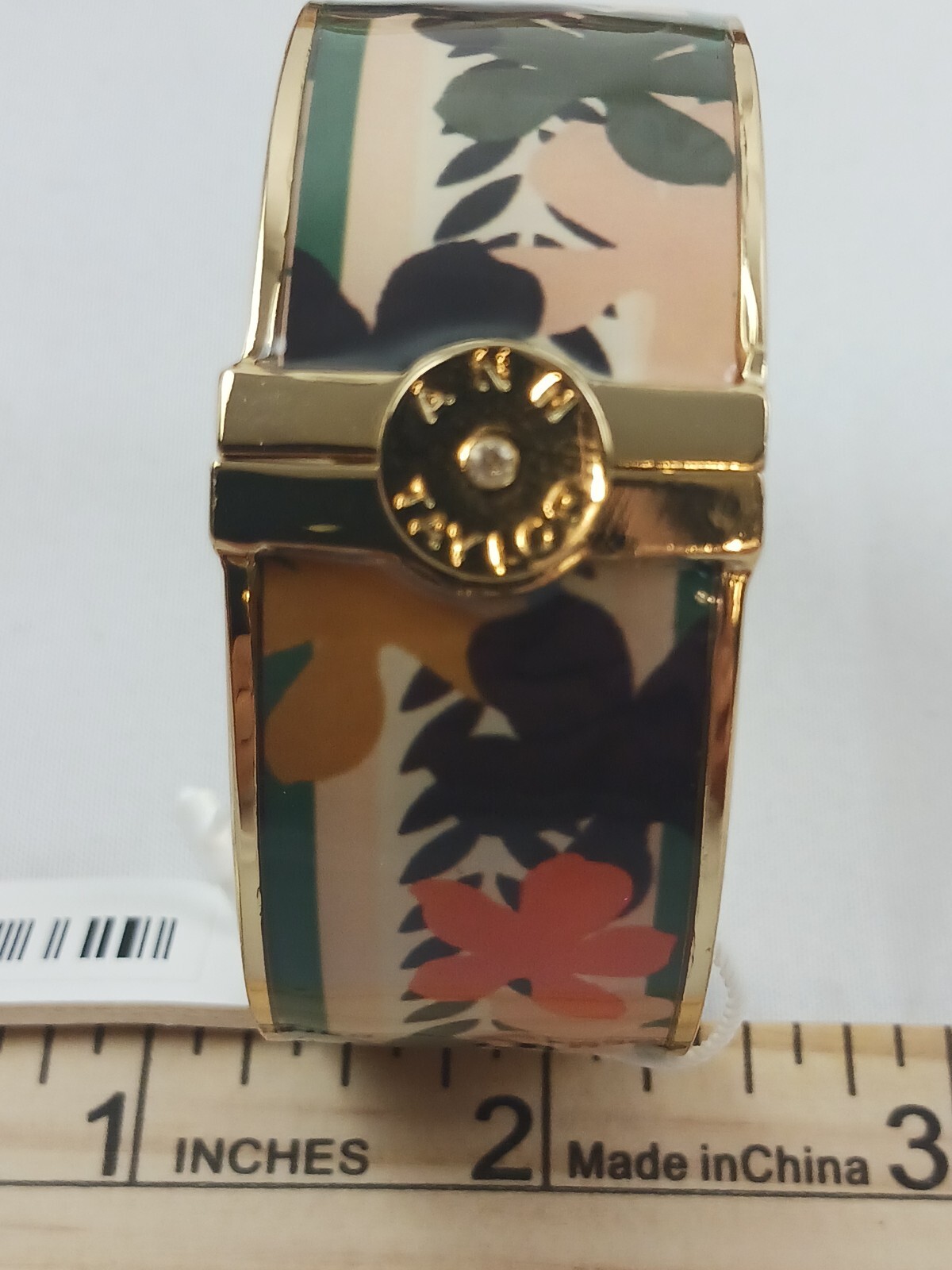 Ann Taylor Gold Tone Enamel Black, White & Red Wide Cuff Bracelet NWT