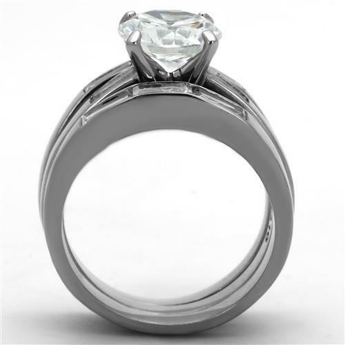TK1436 – High polished (no plating) Stainless Steel Ring with AAA Grade CZ in
