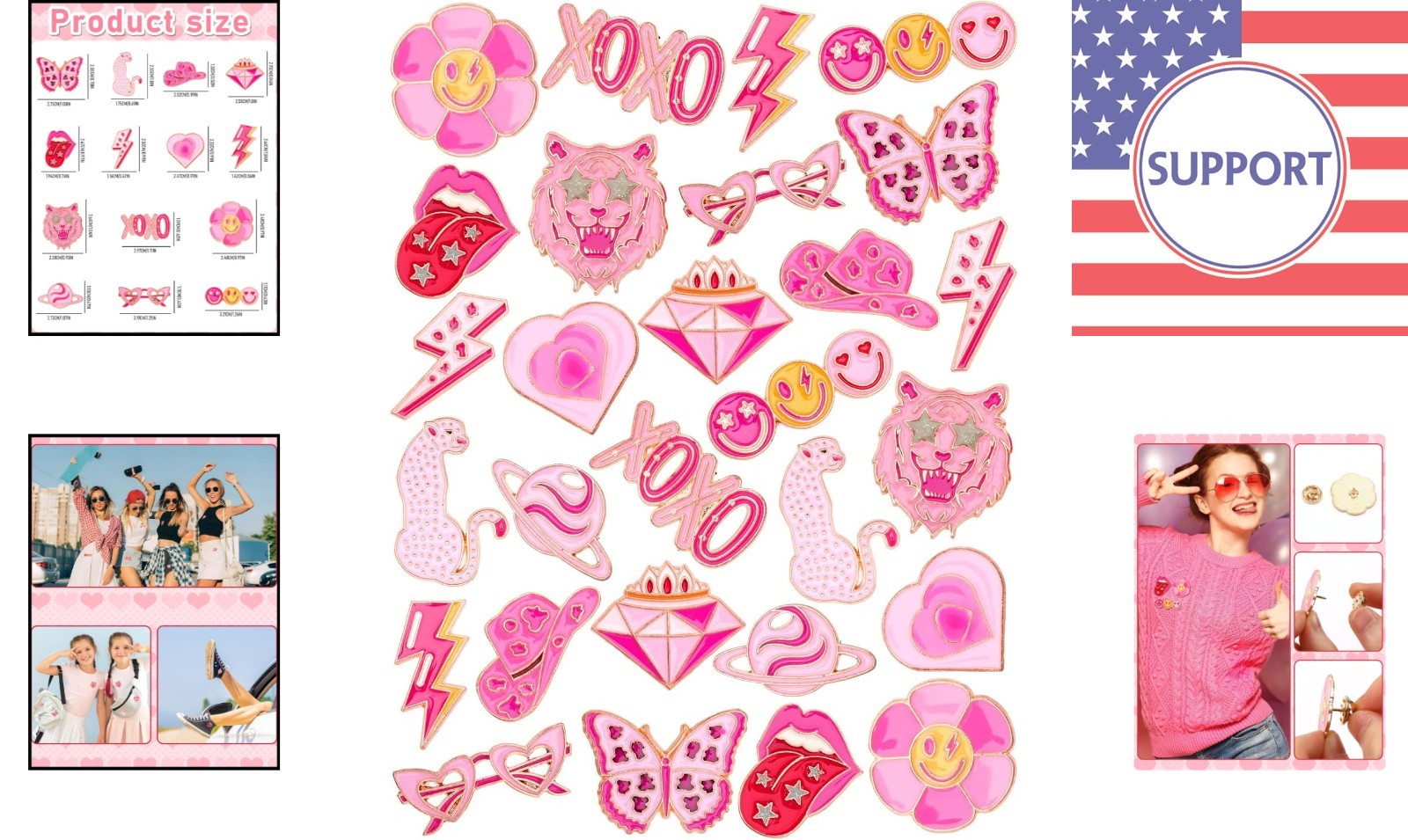 Empowering 28pc Pink Brooch Pins Set – Perfect for Gifts & Self-Expression