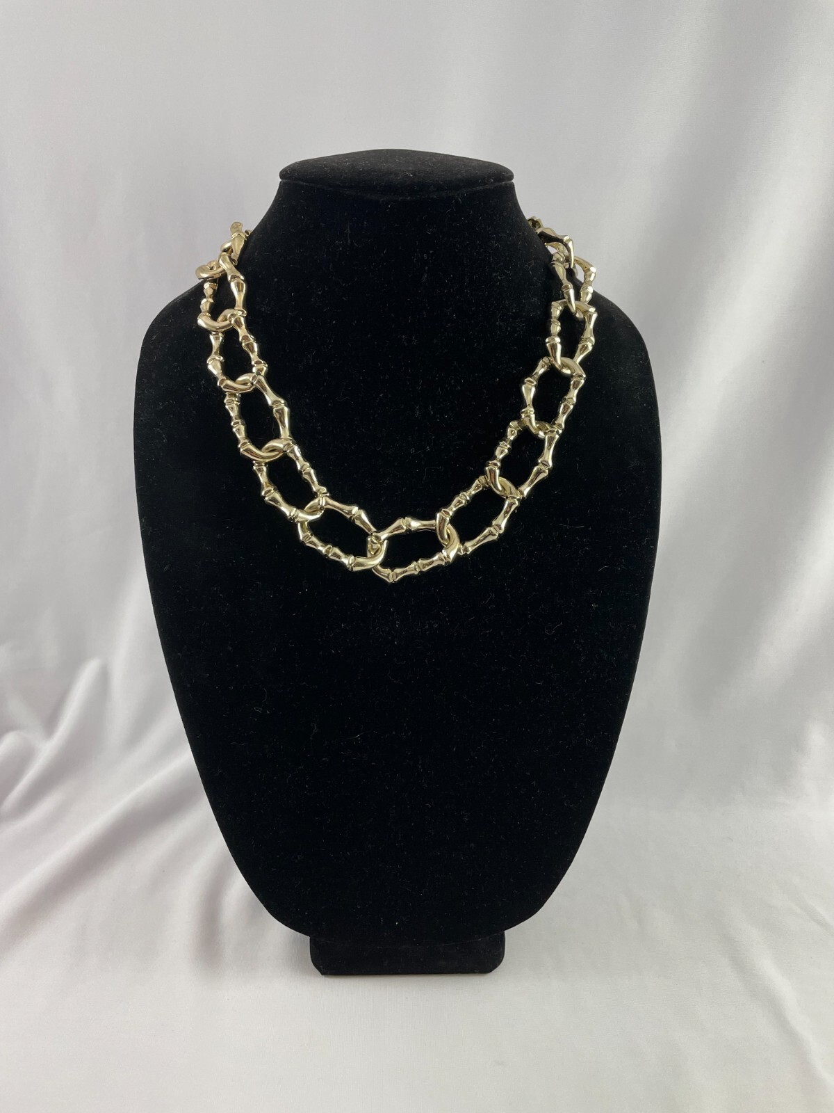 TALBOT’S Gold Tone Stylized Bamboo Oval Link Choker Necklace New