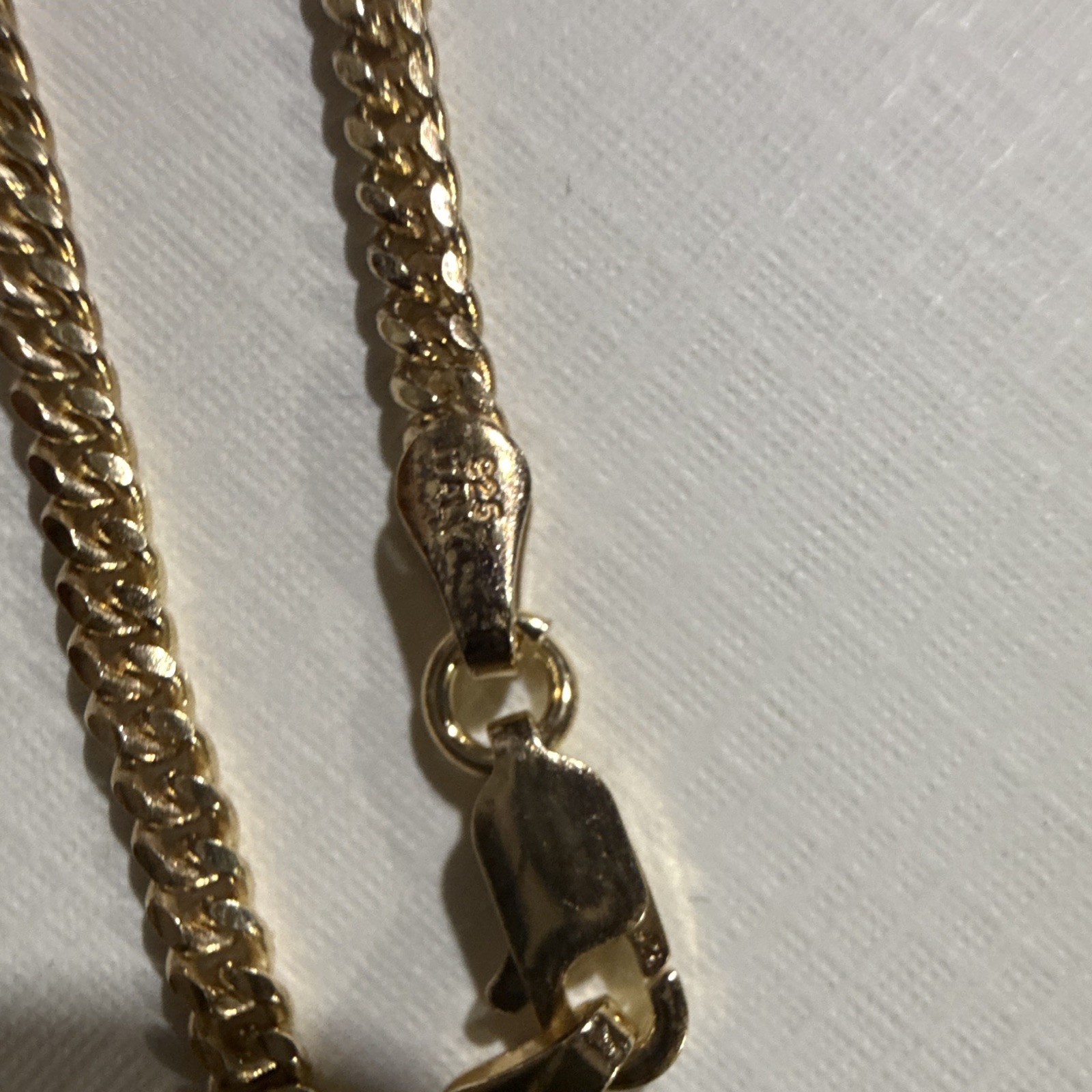 Yellow Gold Tone Curb Link Chain Necklace with Lobster Clasp No Stone