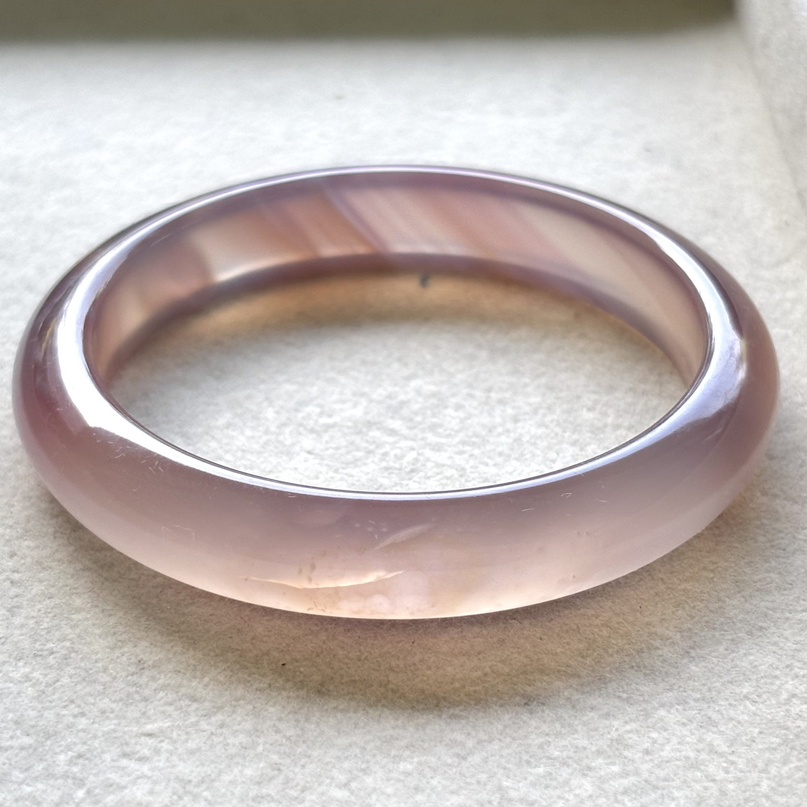 54mm Natural Purple Lace Agate Carnelian Bangle Banded Crystal Healing Bracelet