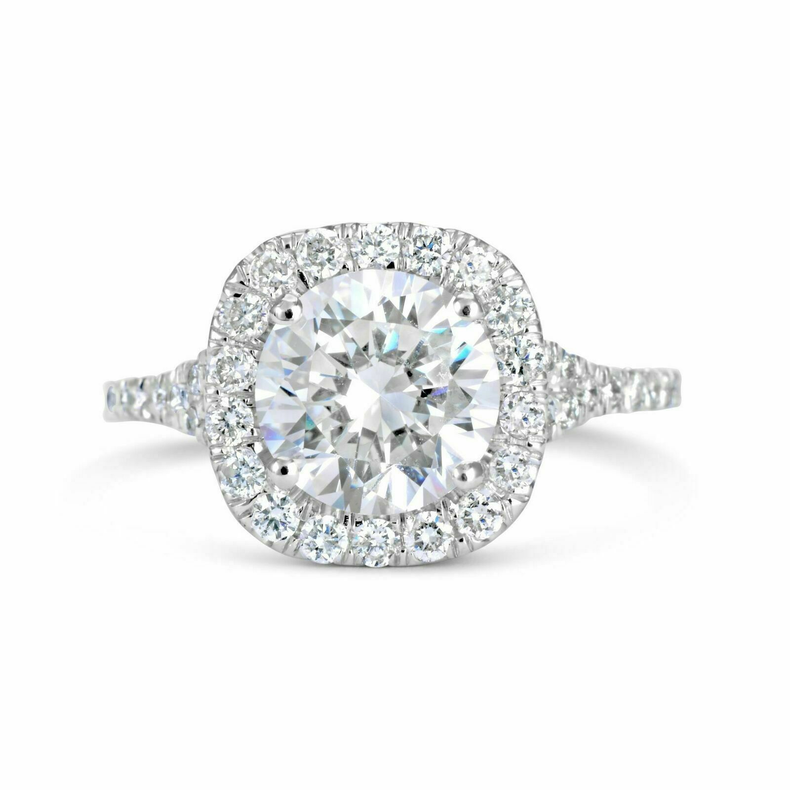 2.50Ct Simulated Diamond Engagement Ring 14k White Gold Plated Silver