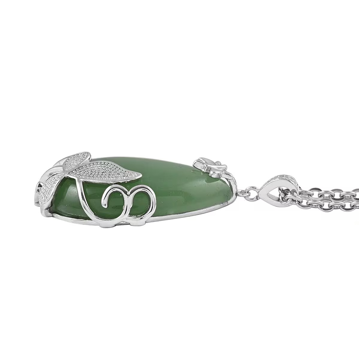 Green Adventurine Pendant Necklace (18-20″) in Silvertone 40 CTW NWOT