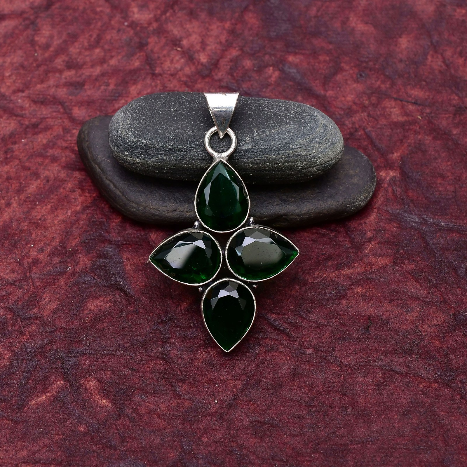 Chrome Diopside Gemstone 925 sterling silver Handmade jewelry Pendant 2.28″