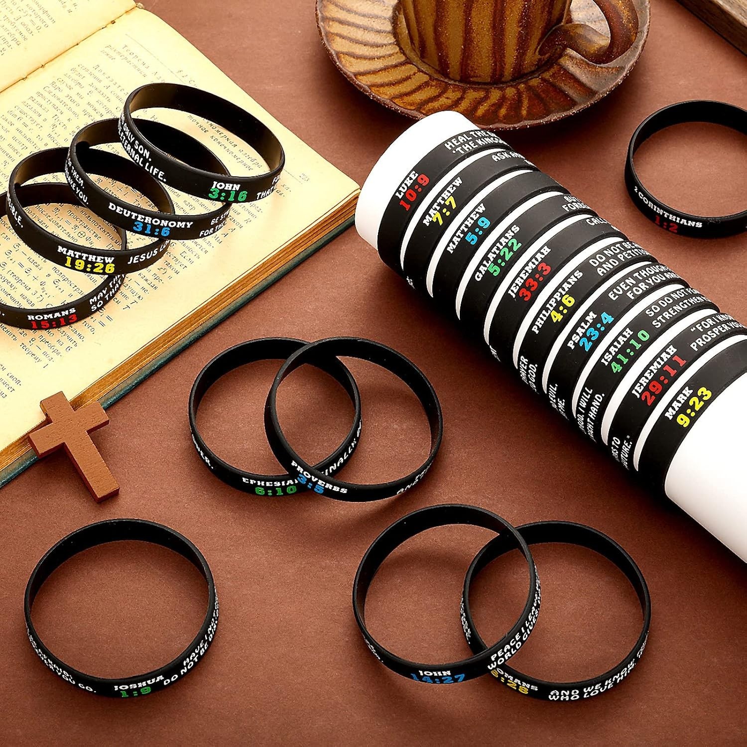 Bible Verse Bracelets Religious Silicone Wristbands Bulk 100 Pcs Faith Hope