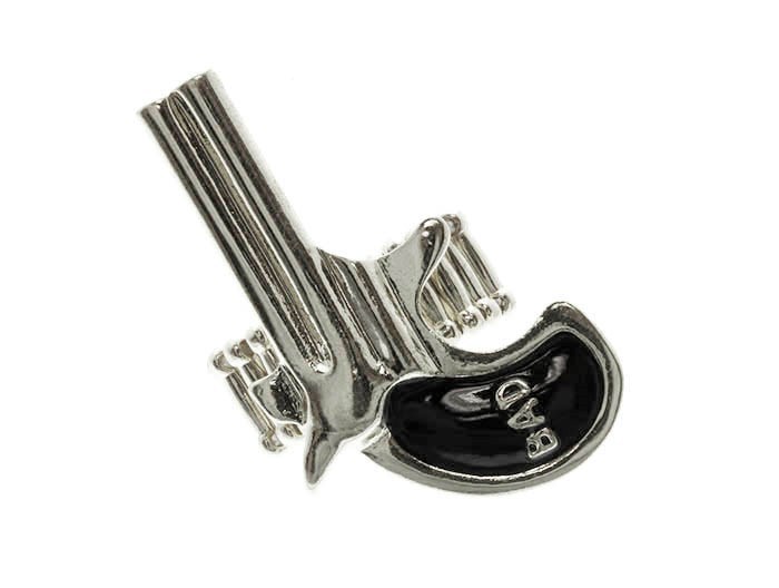 Hip Hop Urban Fashion Silver Derringer Gun / Pistol BAD Bling Earrings
