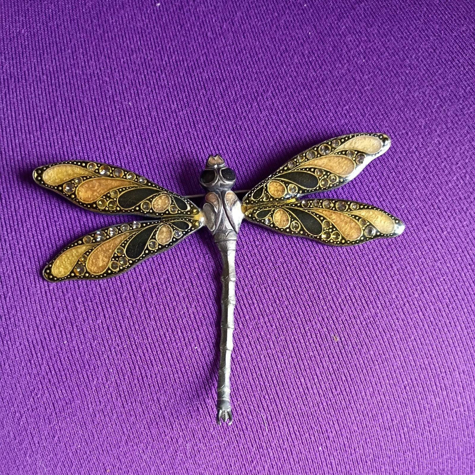 Art Deco Vintage Metal Dragonfly Pin Brooch (France)
