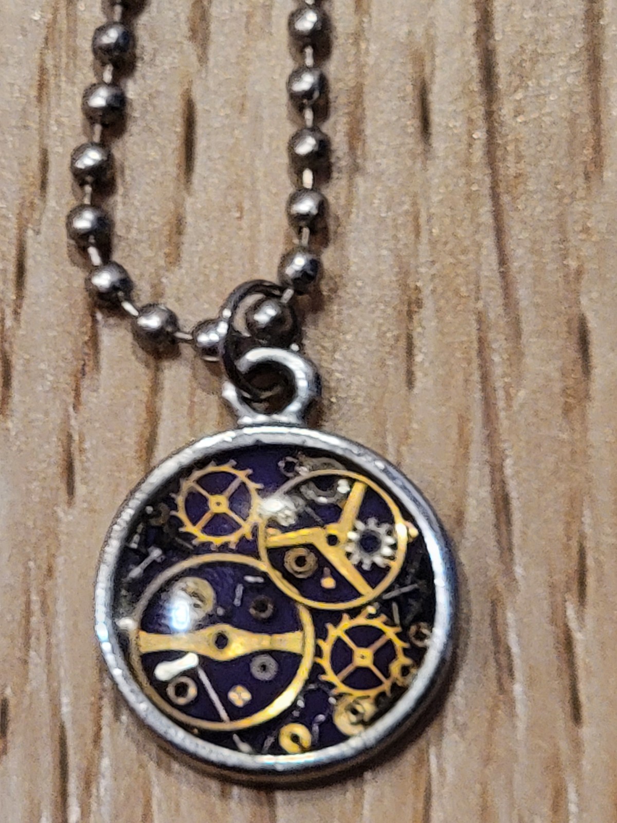 Steampunk Clock Mechanism Mechanical Pendant Silver Tone Necklace