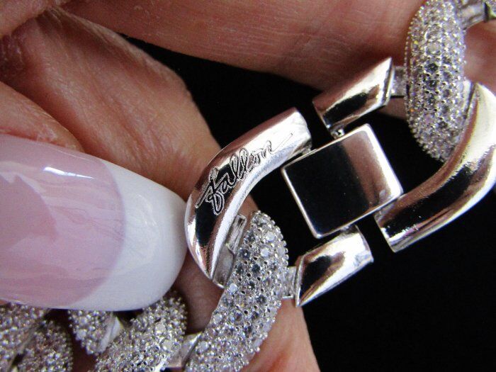 Designer Fallon Curb Chain Pave Clear Crystal Silver tone GORGEOUS