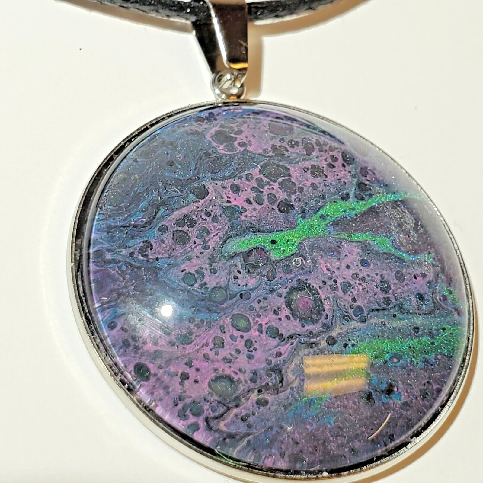 Necklace and Earrings Set, Acrylic Paint Pour Painting Jewelry, A8