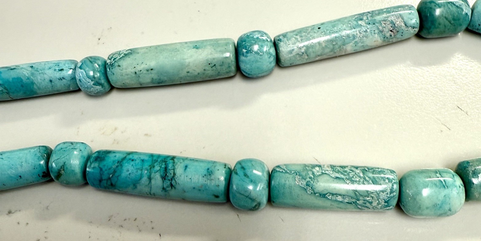 Turquoise Blue Composite Stone Beaded Necklace – Chunky Boho Southwestern Style,