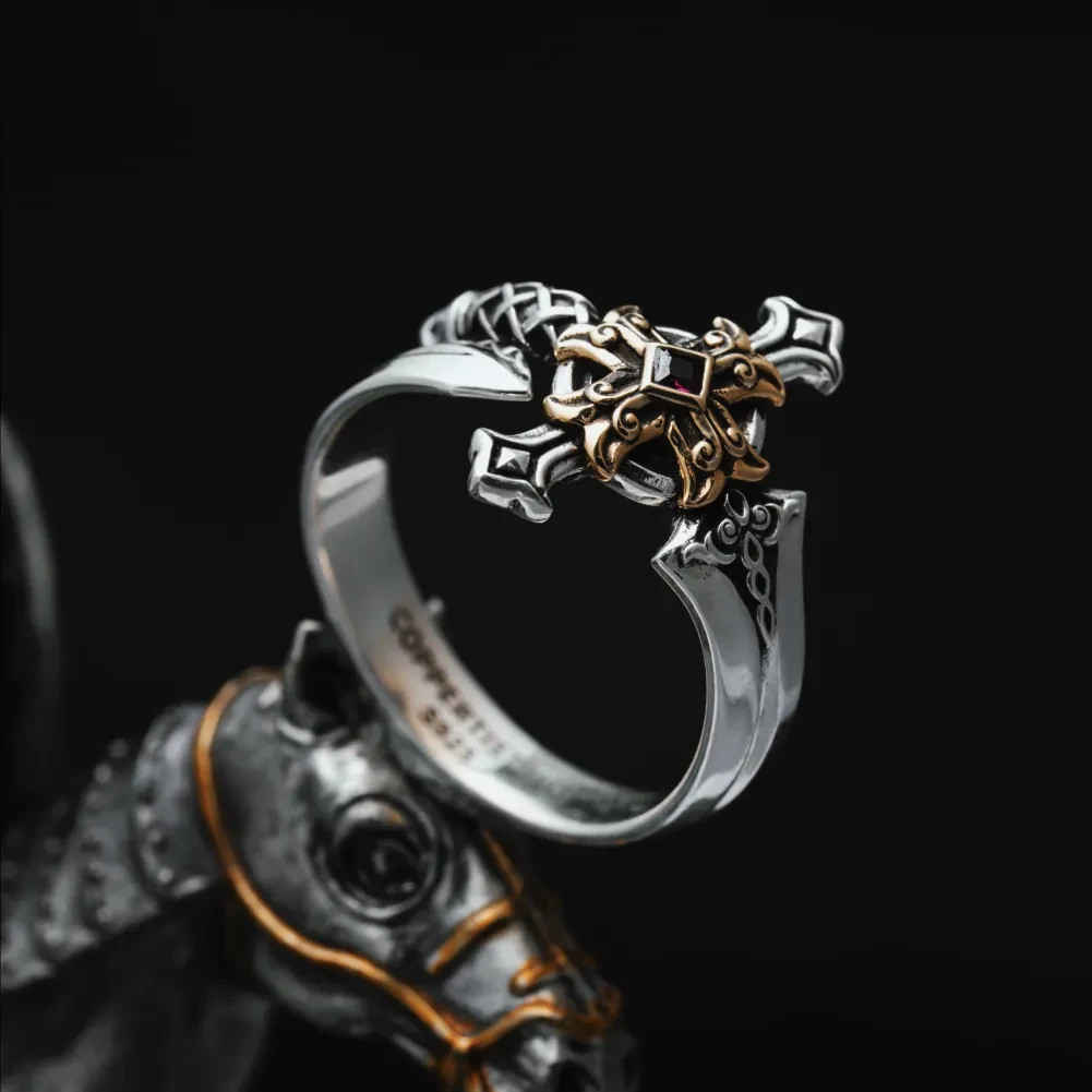 Oxidized Silver Judicator Blade Adjustable Wrap Ring, Christmas Gifts