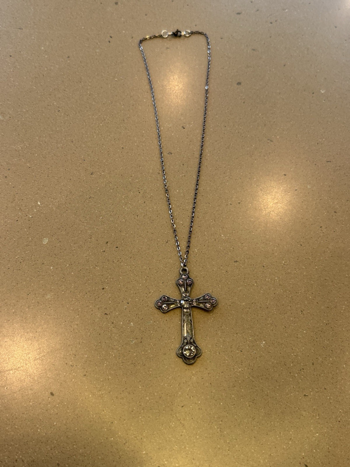 20” Gunmetal Plated Chain Gothic Style Cross Necklace