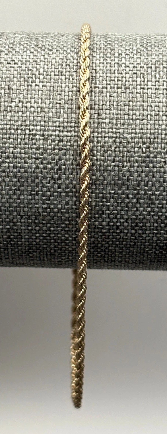2MM Gold Tone Twisted Rope Chain Bracelet Or Anklet 9”