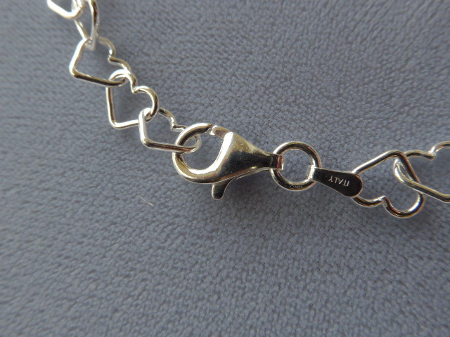 11″ ANKLE BRACELET ITALIAN STERLING SILVER OPEN HEART STYLE 7mm ITALY 925