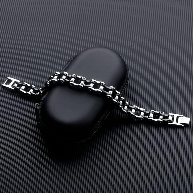 Stainless Steel Mens Bracelet Hip Hop Punk Style Bangle Heavy Duty Wrist Chain