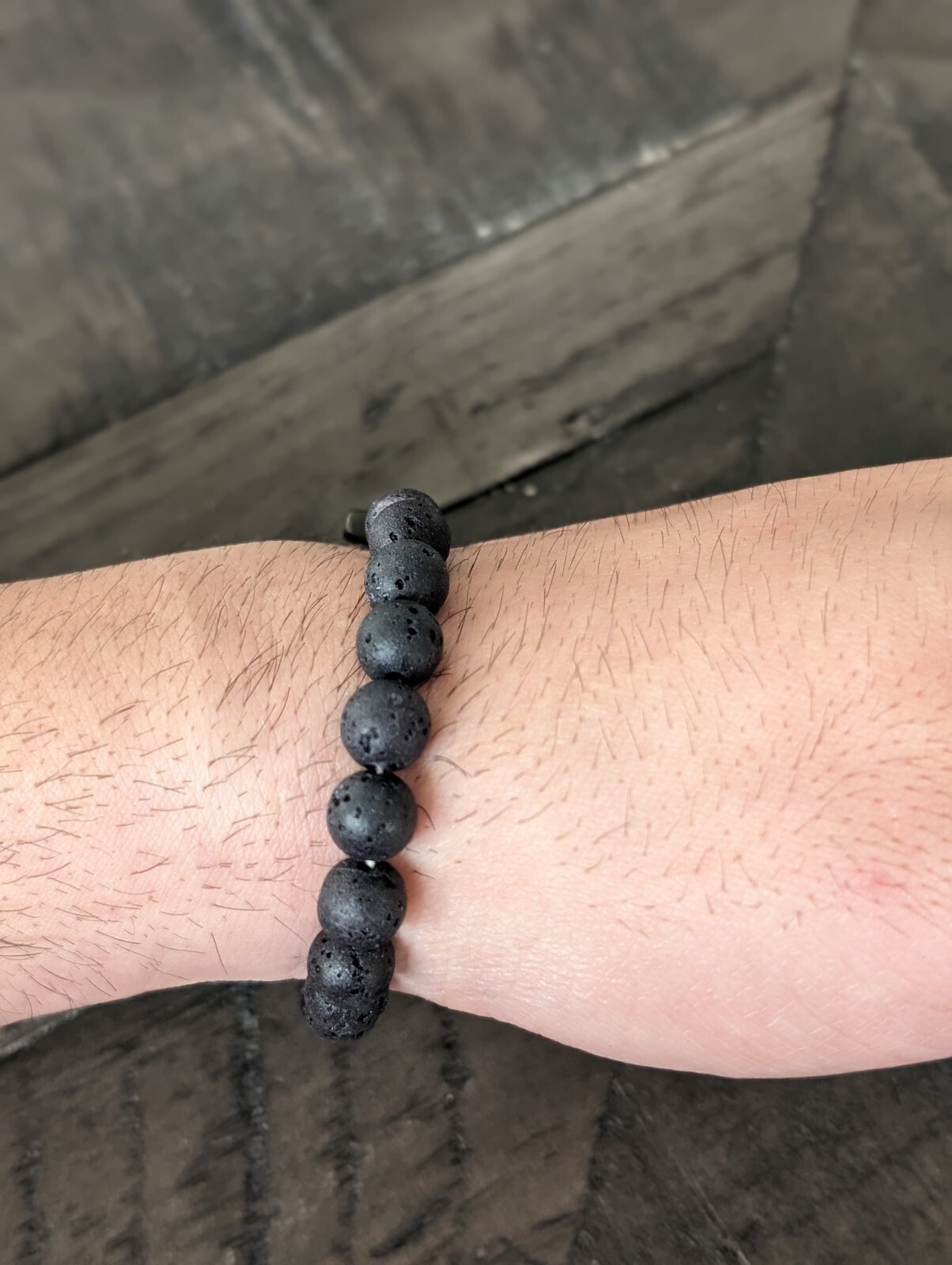 Charm Natural Stone Bracelet Cross Black Lava Matte 8m Beaded Bracelets Handmade