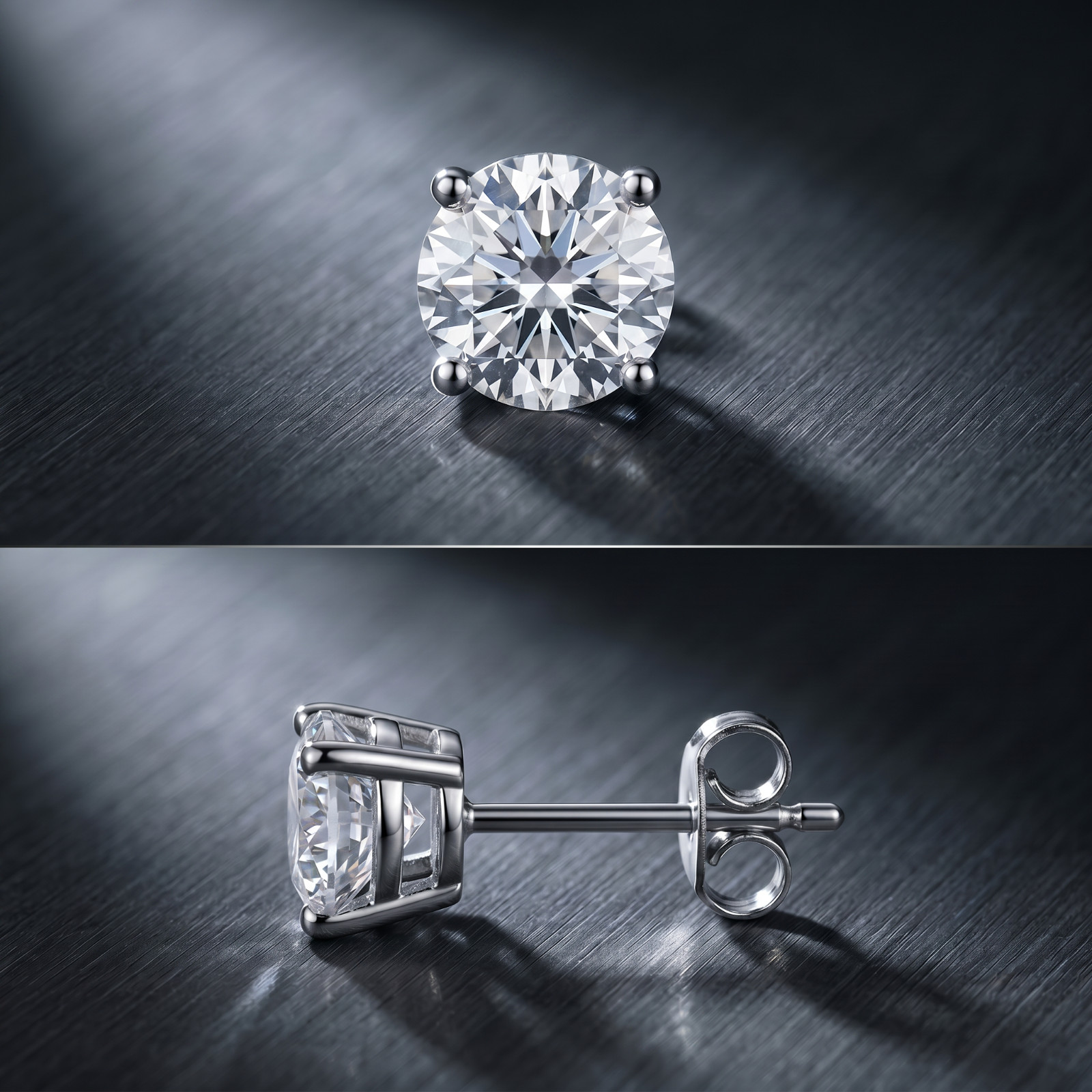 Sterling Silver 925 Solid Round Brilliant Cut Cubic Zirconia Stud Gift Earrings