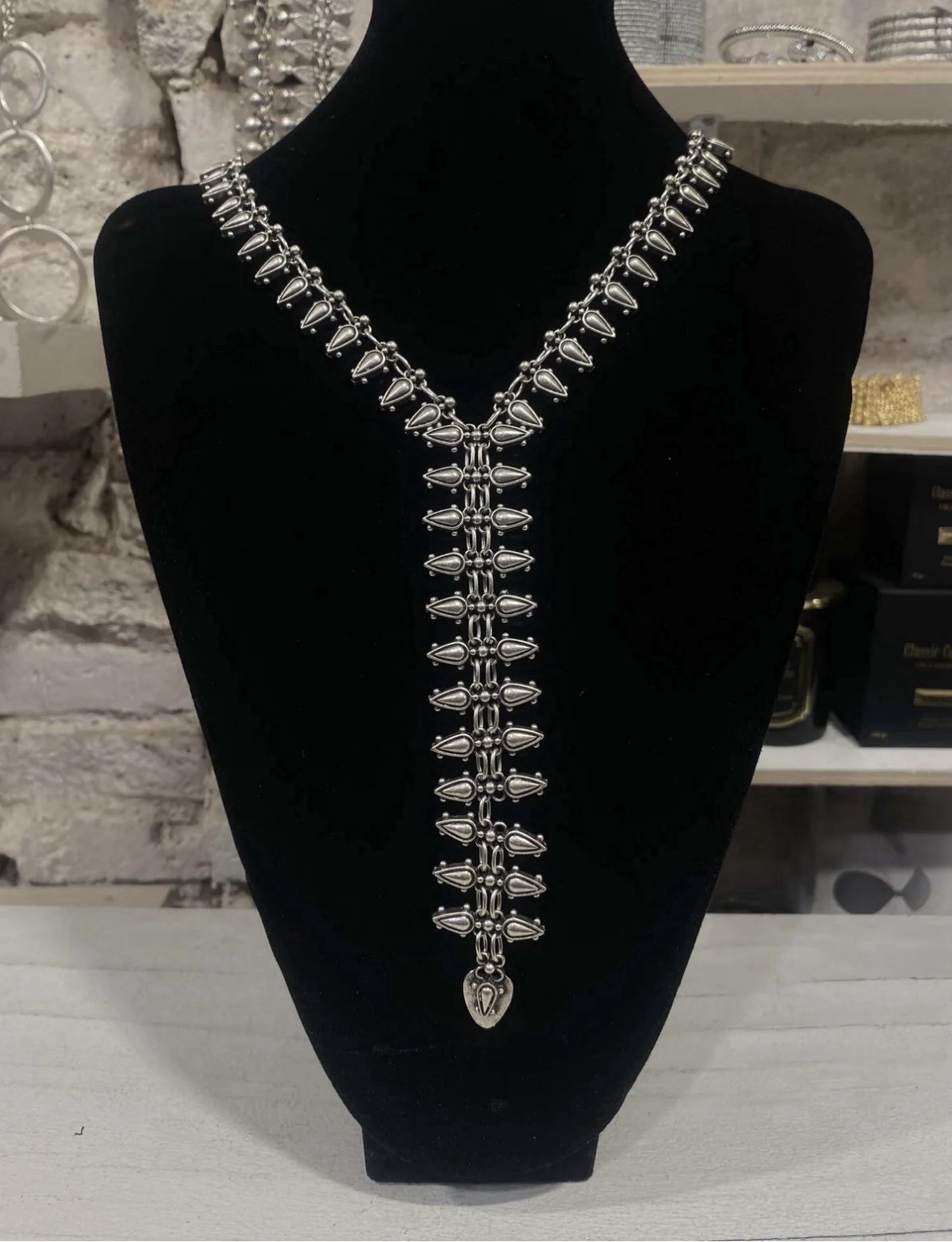 Hypoallergenic Nickel Lead Free Pewter Zip Lariat Necklace Approx. 22” L