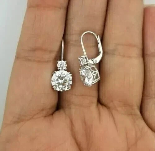 New Piece 1Ct Round Cut Simulated Diamond Dangle Earring’s 14K White Gold Plated