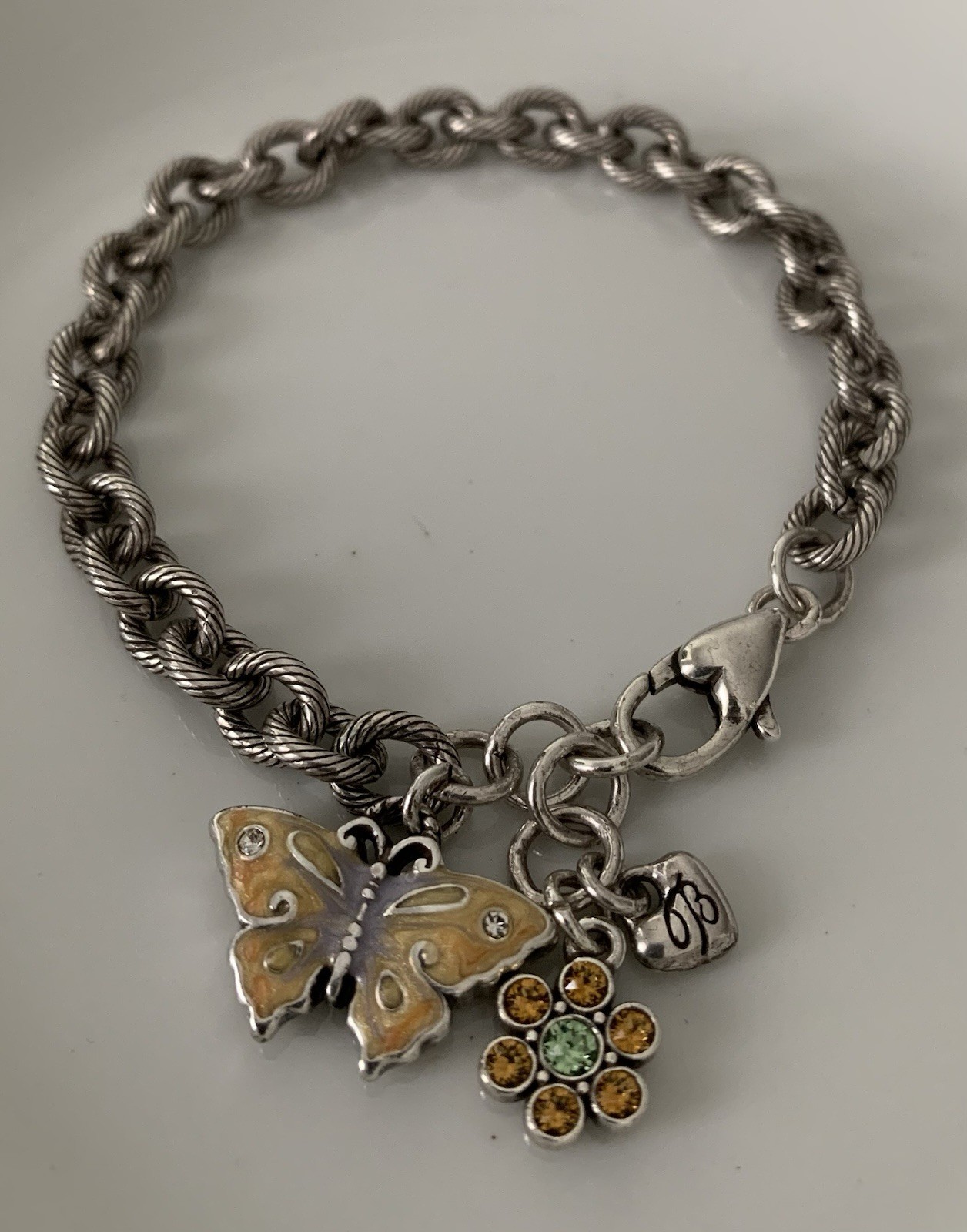 Brighton BUTTERFLY FLORAL 8 Inch Bracelet, Swarovski Crystals