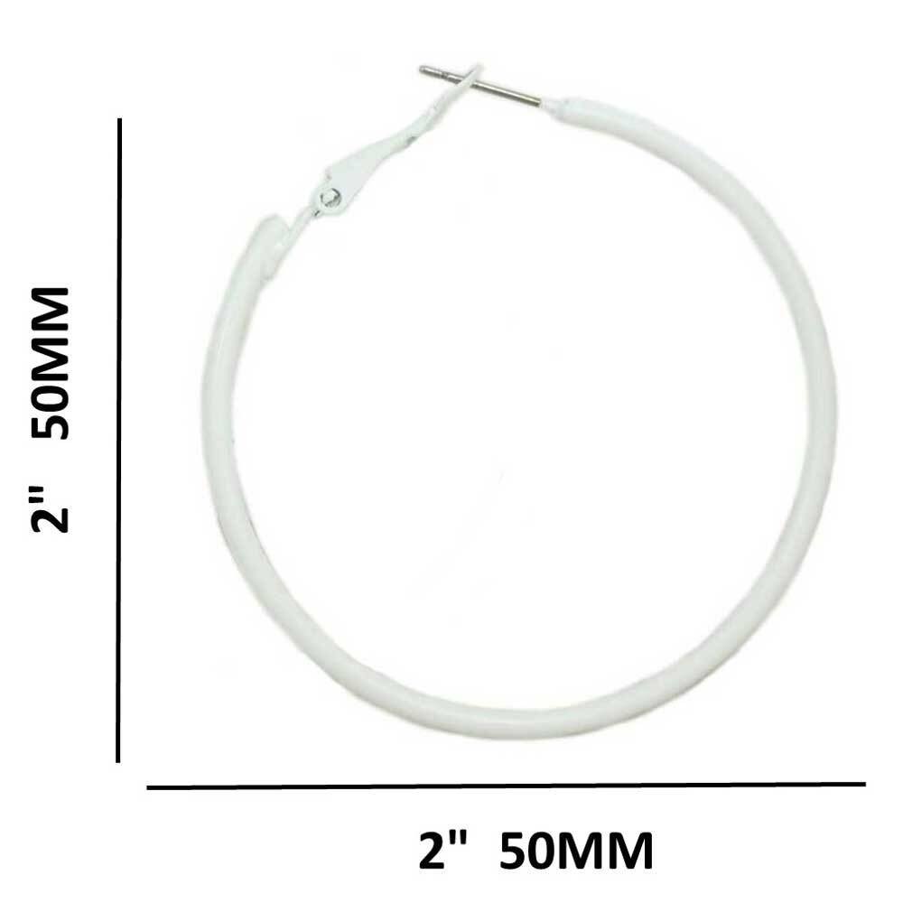 2″ Medium Sized White Skinny Hoop Pierced Earring – FE220WT