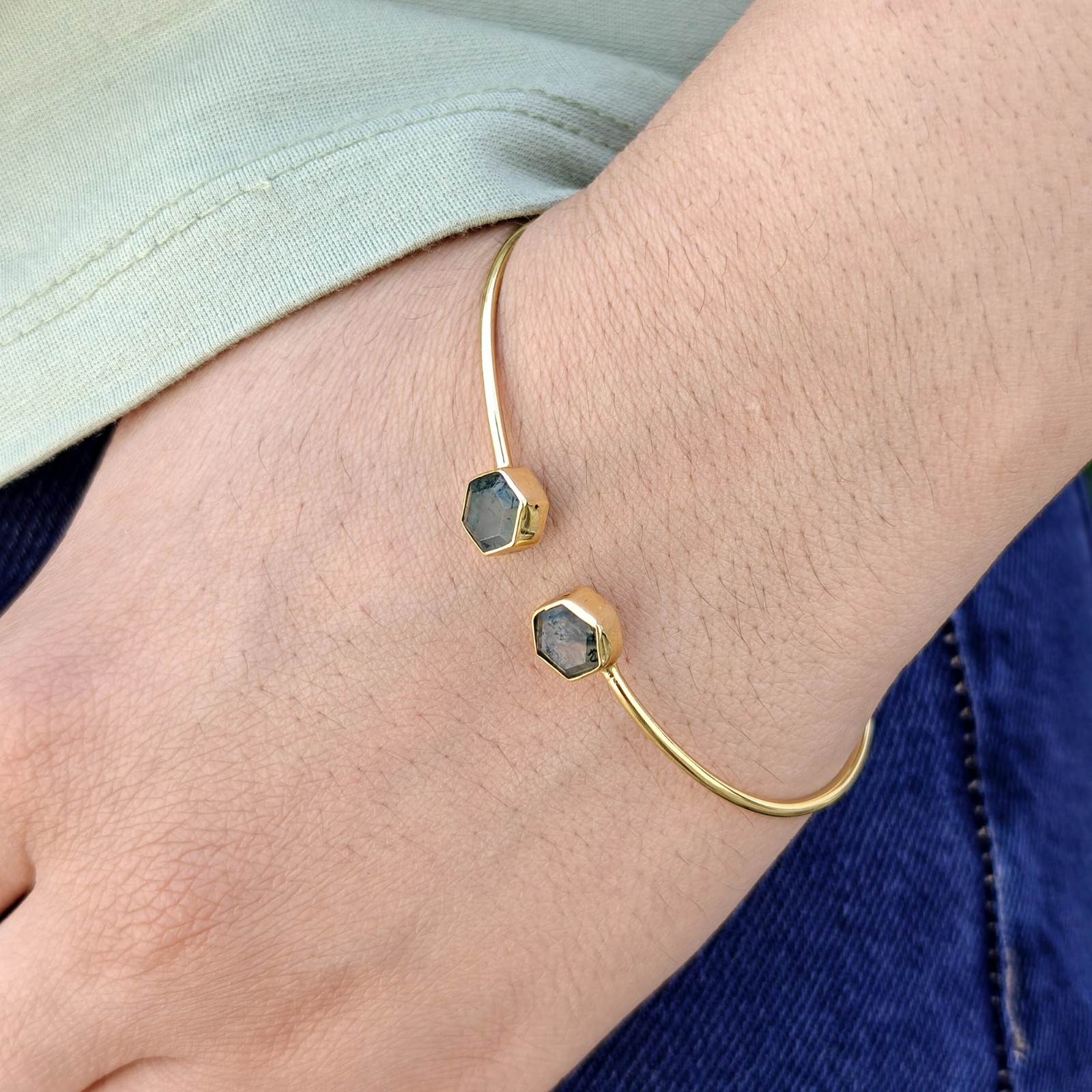 Handmade Multi Gemstone 18k Gold Plated Adjustable Stackable Jewelry For Gift