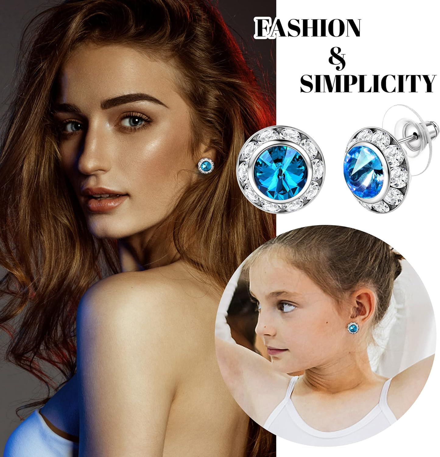6/12 Pairs Hypoallergenic Dance Competition Earrings for Women Acrylic Halo Crys