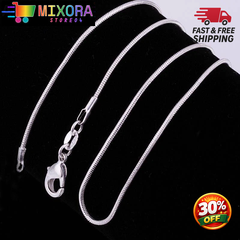 925sterling solid Silver lots 2-5-10PCS 1mm / 2mm snake chain Necklace 16-30inch