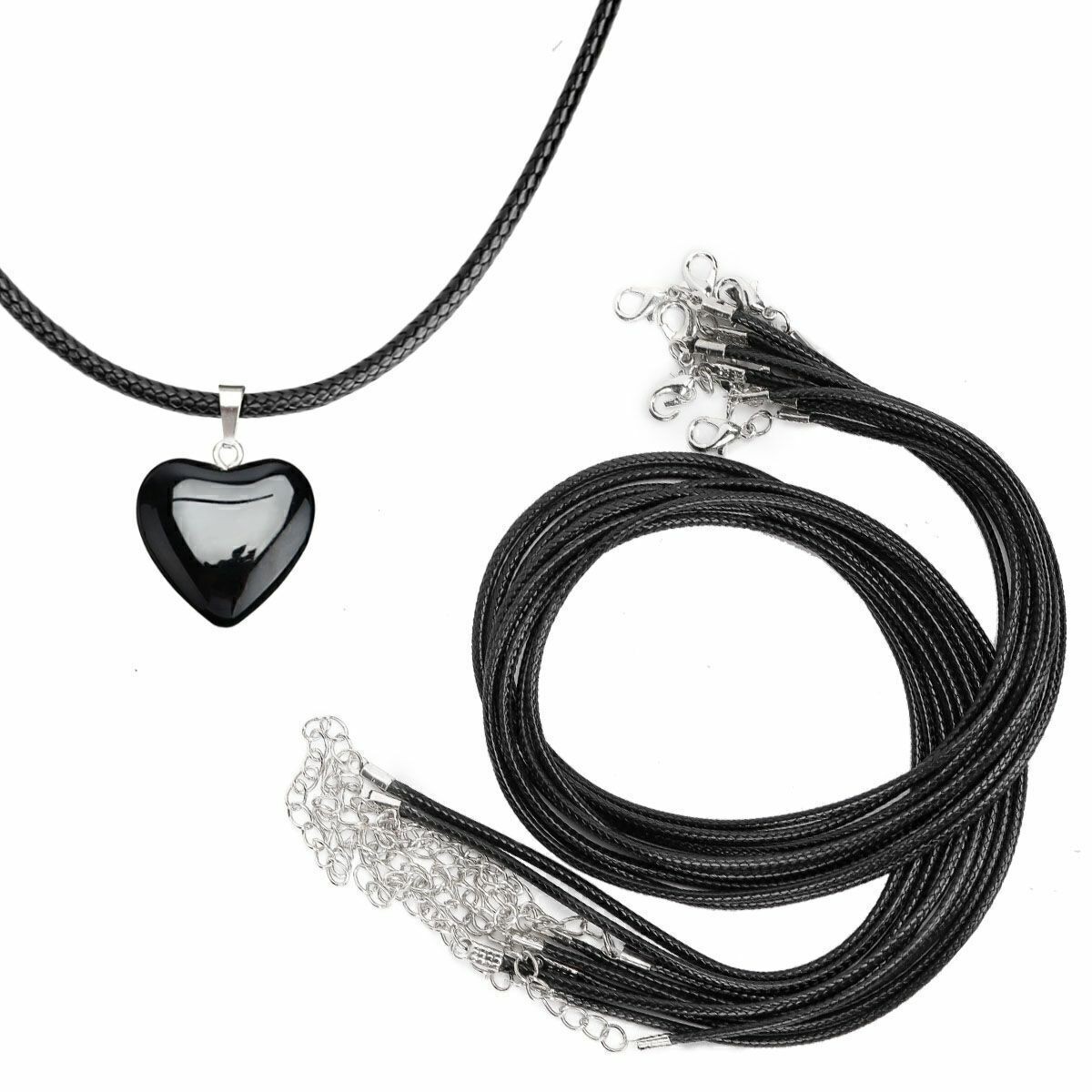 10-50pcs 19″ Necklace Waxed Cord Chain Braided Rope for Jewelry Making w/ Clasps