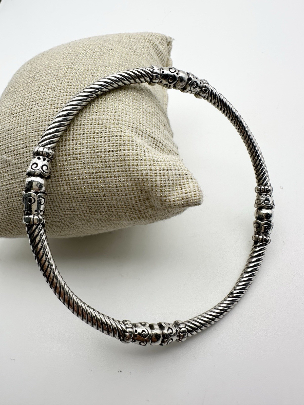 Brighton Cable Bangle Bracelet Silver Plated 8.15”