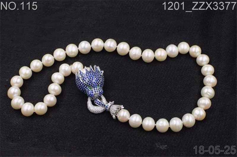 nature freshwater pearl white near round 11-12mm necklace 18″CZ clasp