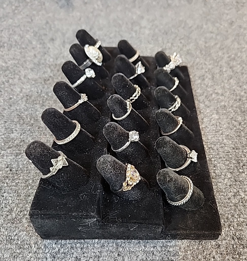 Jewelry 18 Silver Tone French Theme Rings Adjusts Sized #261 See Description