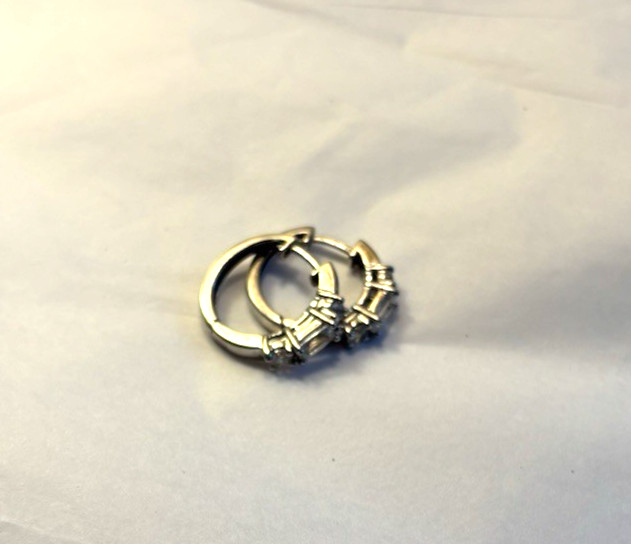 Sterling Silver And Cubic Zirconia Huggie Earrings 3 Grams