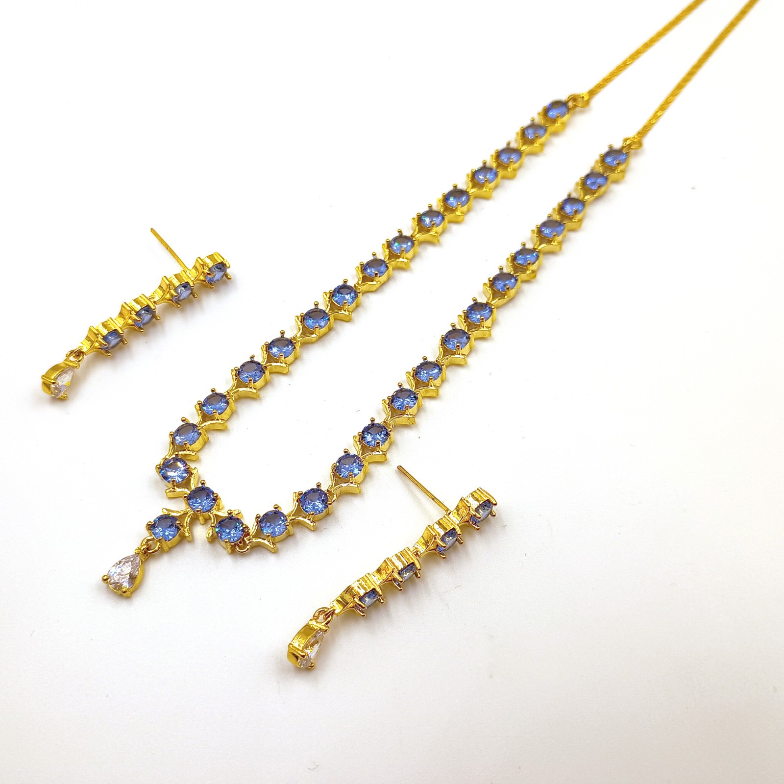Tanzanite Round Stone Choker Necklace 22k Gold Plated Handmade Indian Style