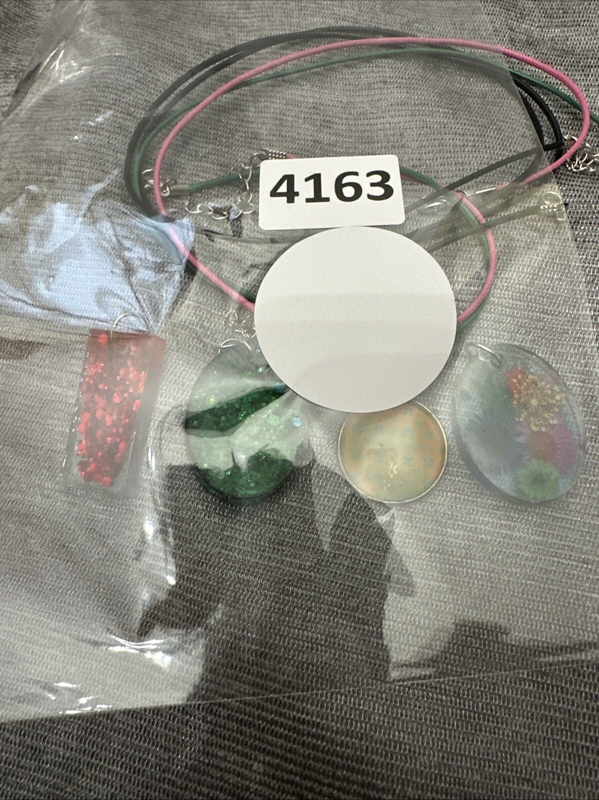 4 Pendant Necklaces New Assorted Glass Resin Mixed Media Handmade 5403 W